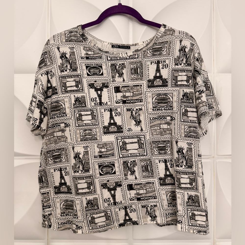 Zara Monochrome Graphic Top